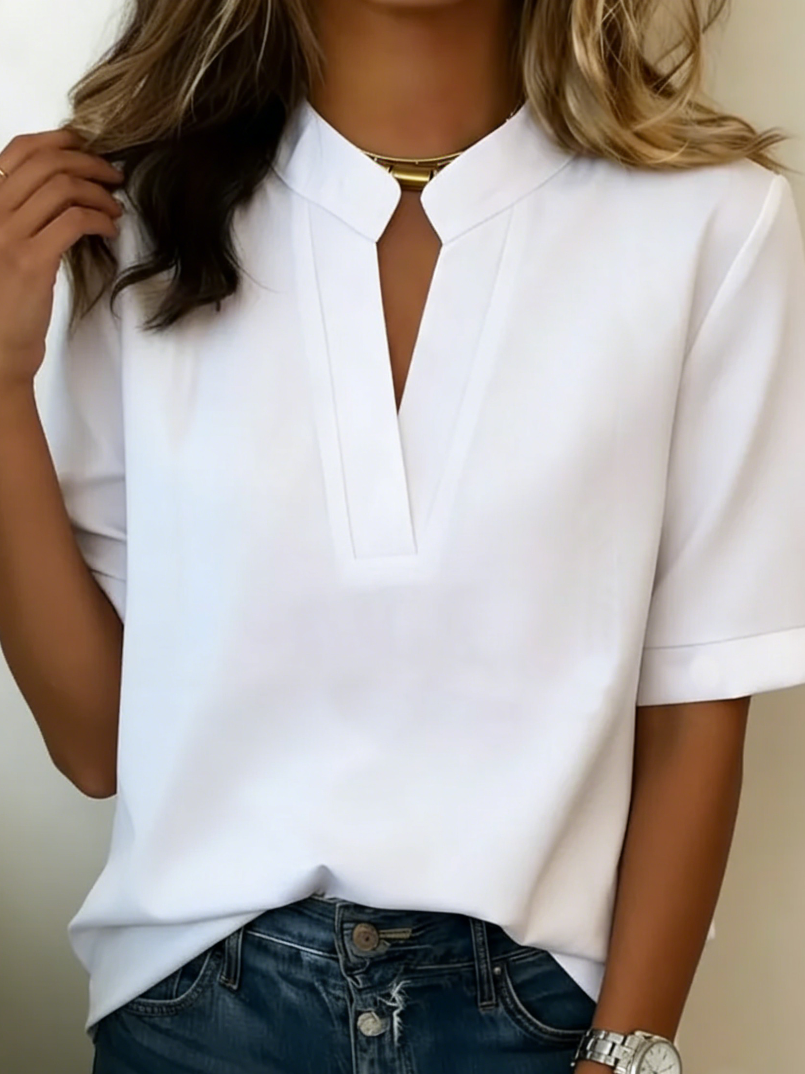 LUNVESSA | CAMISA DE MANGA CORTA DE CORTE RELAJADO
