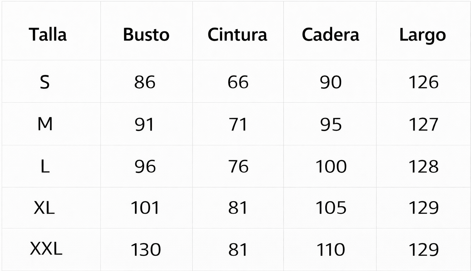 Guía de tallas