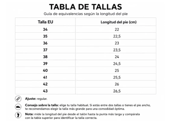 Guía de tallas