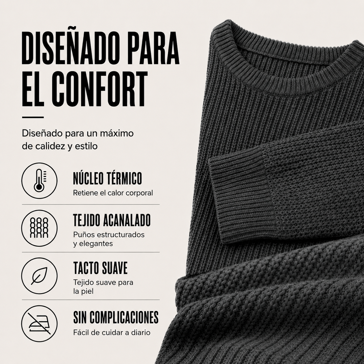 SAUL | JERSEY DE CUELLO REDONDO Y MANGA LARGA