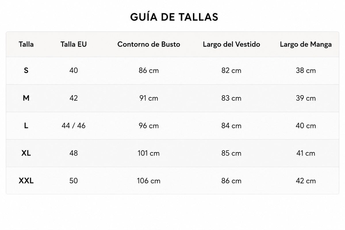 Guía de tallas