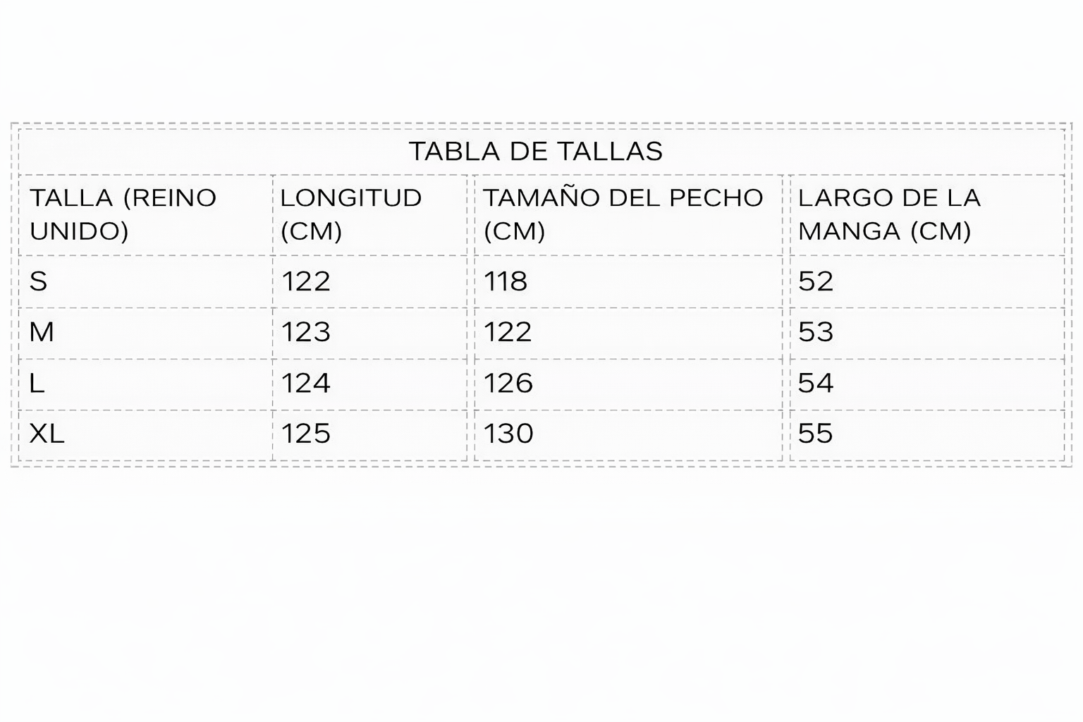 Guía de tallas