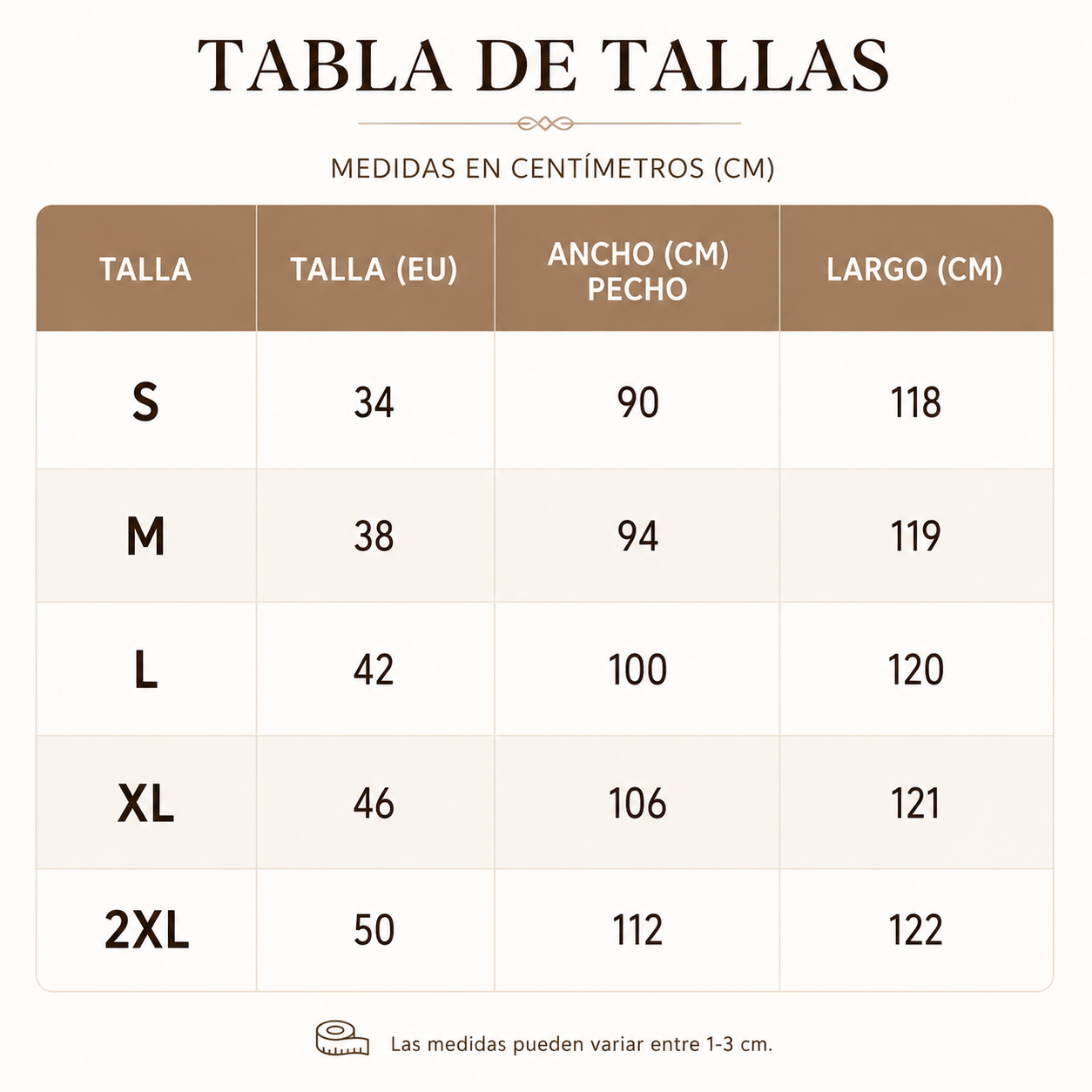 Guía de tallas