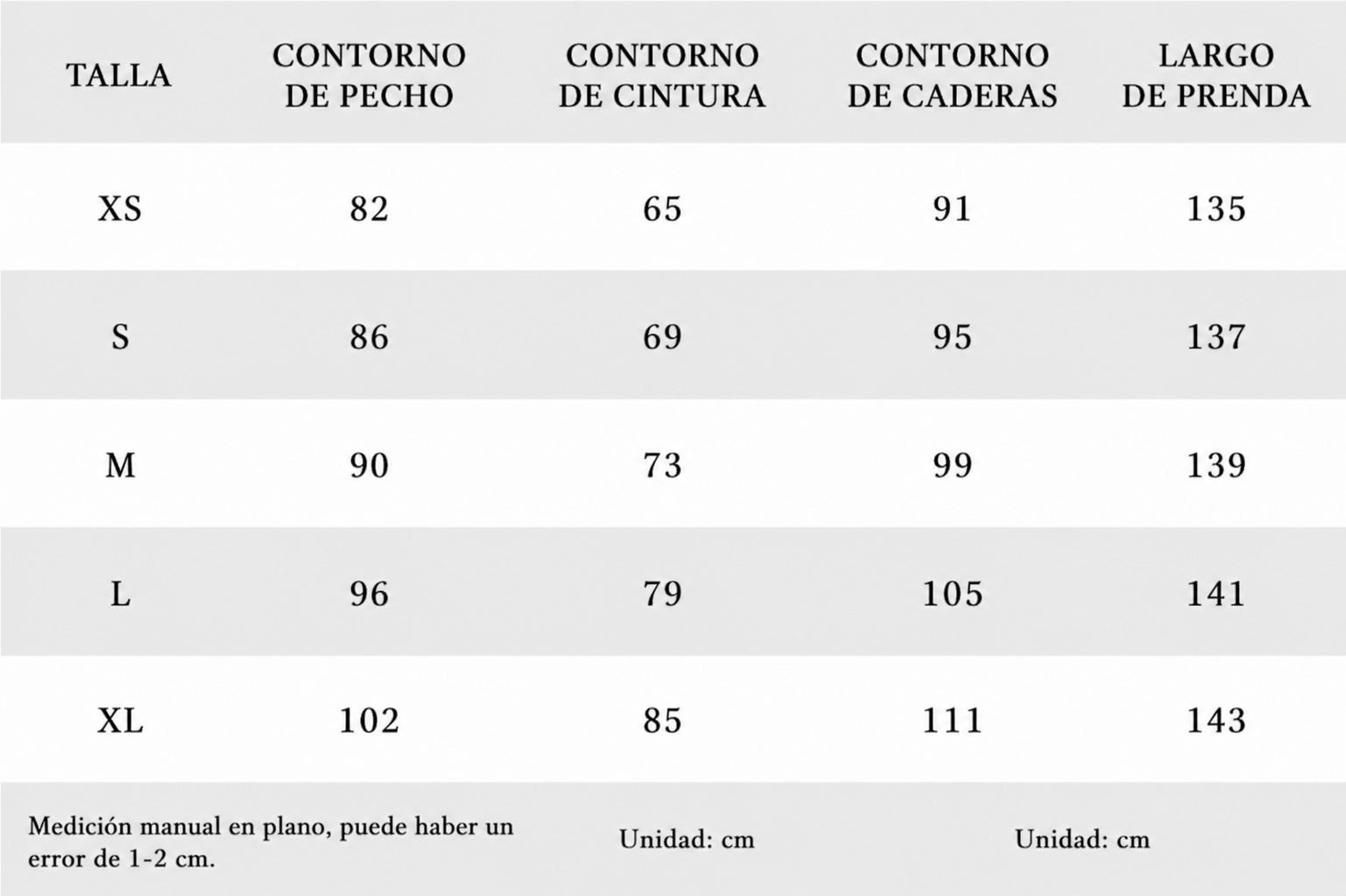 Guía de tallas