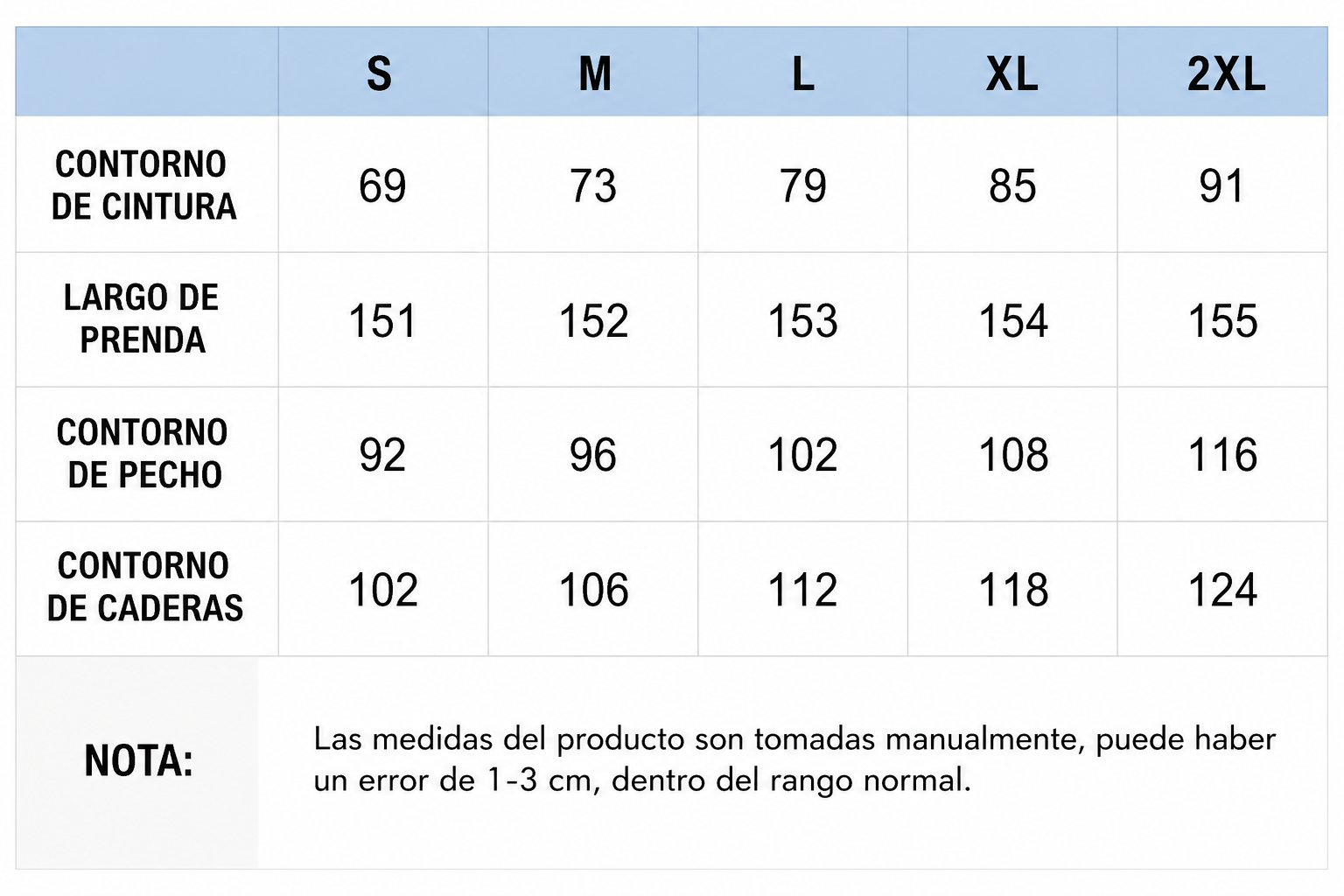 Guía de tallas