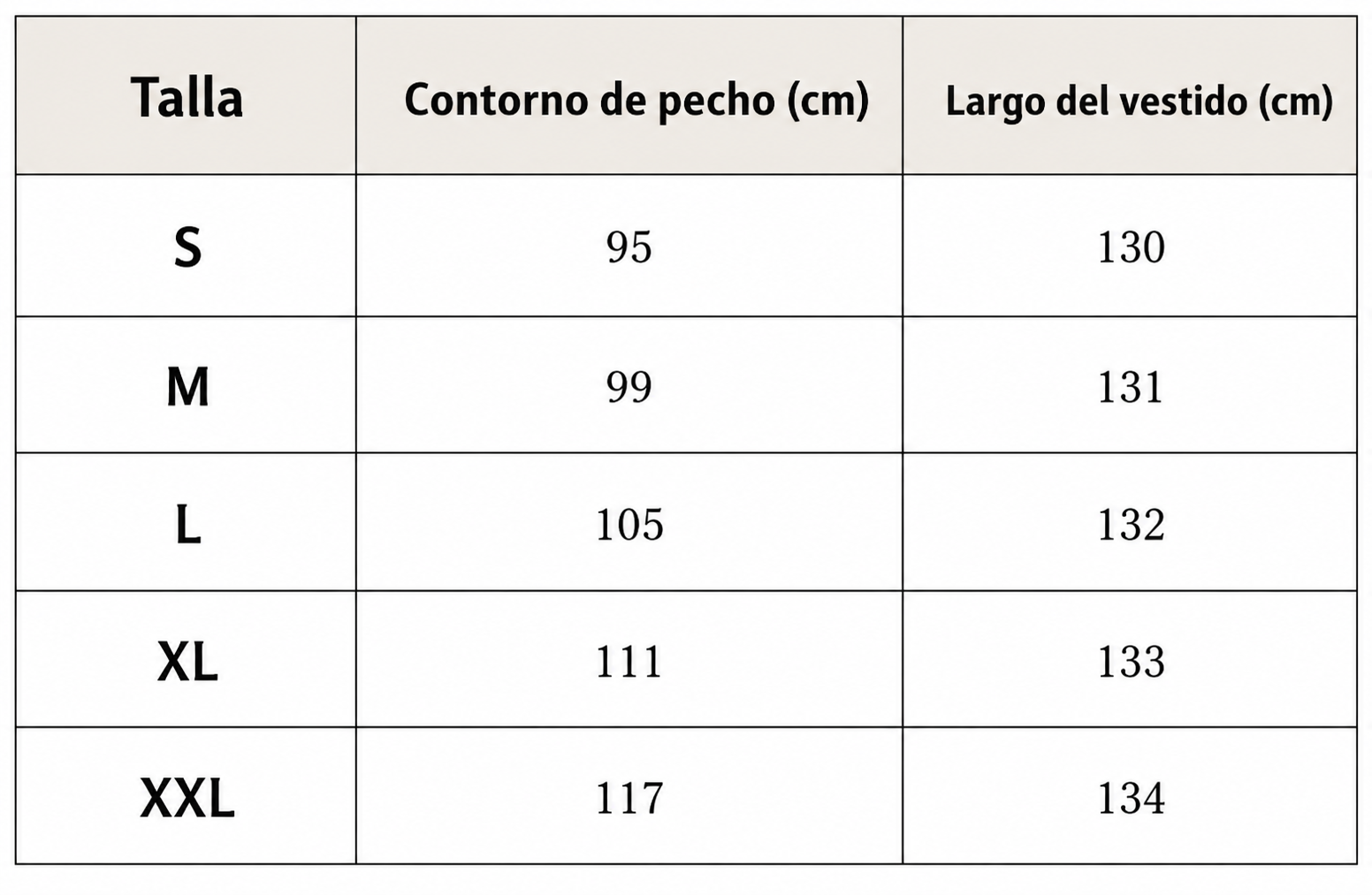 Guía de tallas