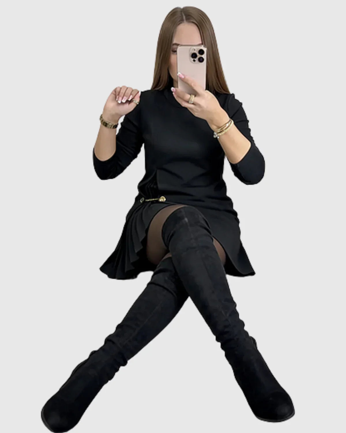 Silvia™ | Vestido Elegante con Paneles Plisados