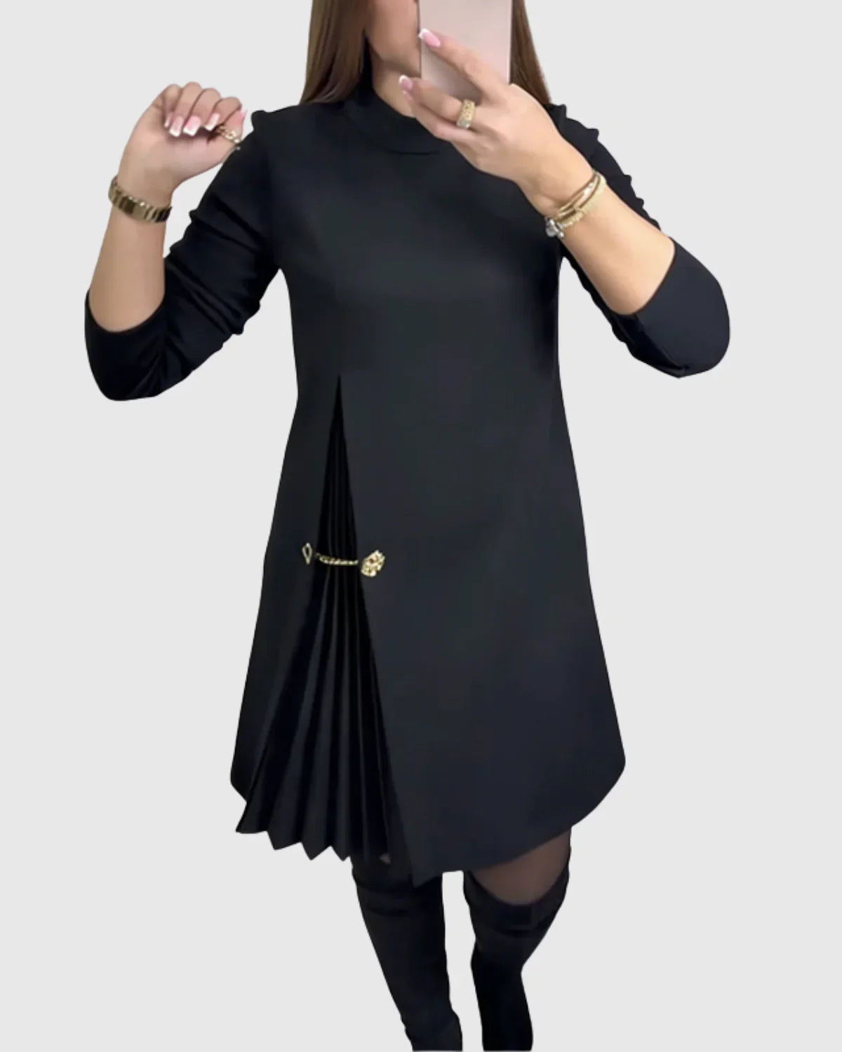 Silvia™ | Vestido Elegante con Paneles Plisados