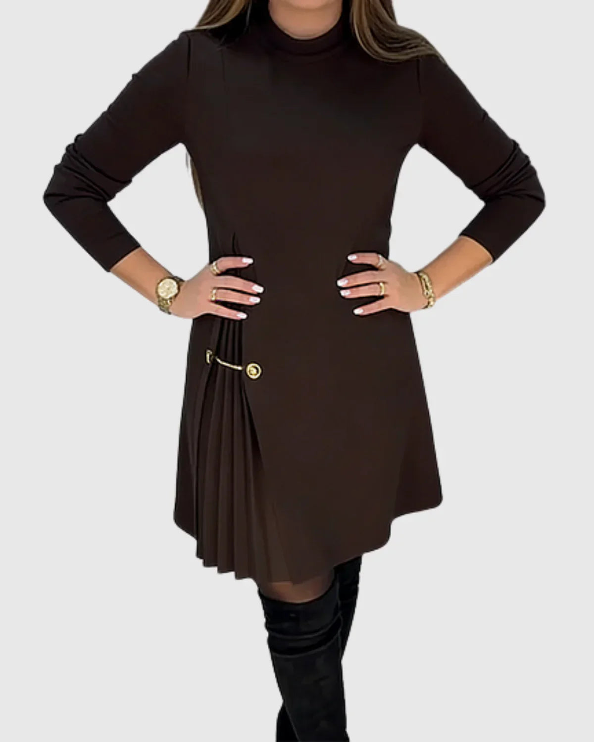 Silvia™ | Vestido Elegante con Paneles Plisados