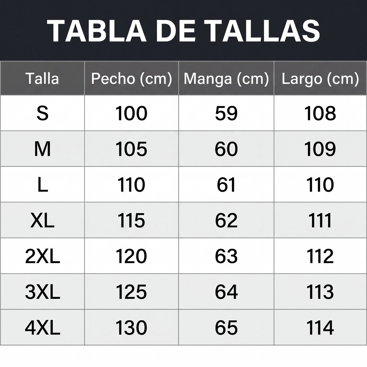 Guía de tallas