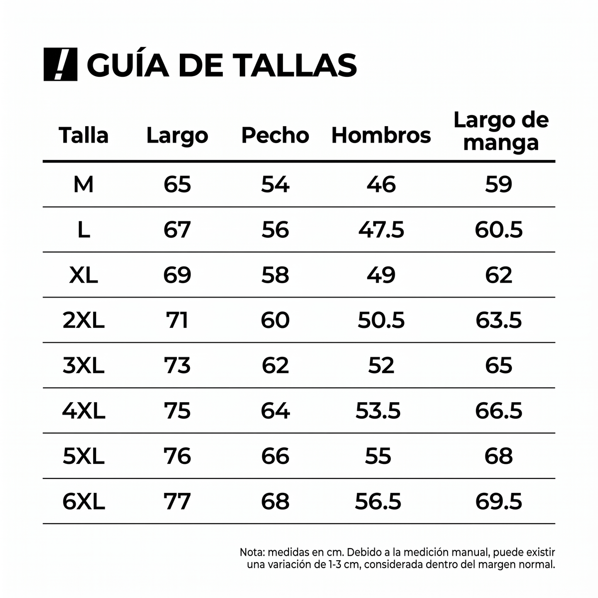 Guía de tallas
