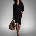 CONSTANCE™ | Vestido de punto suave con botones