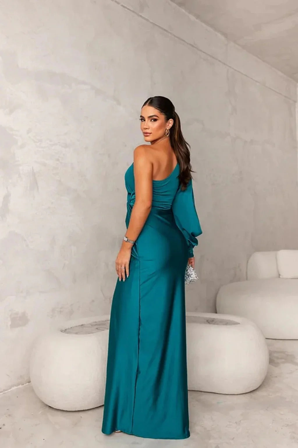 KATJA | Vestido largo glamuroso de un solo hombro