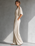 Alia | Elegante conjunto con efecto cruzado y piernas anchas