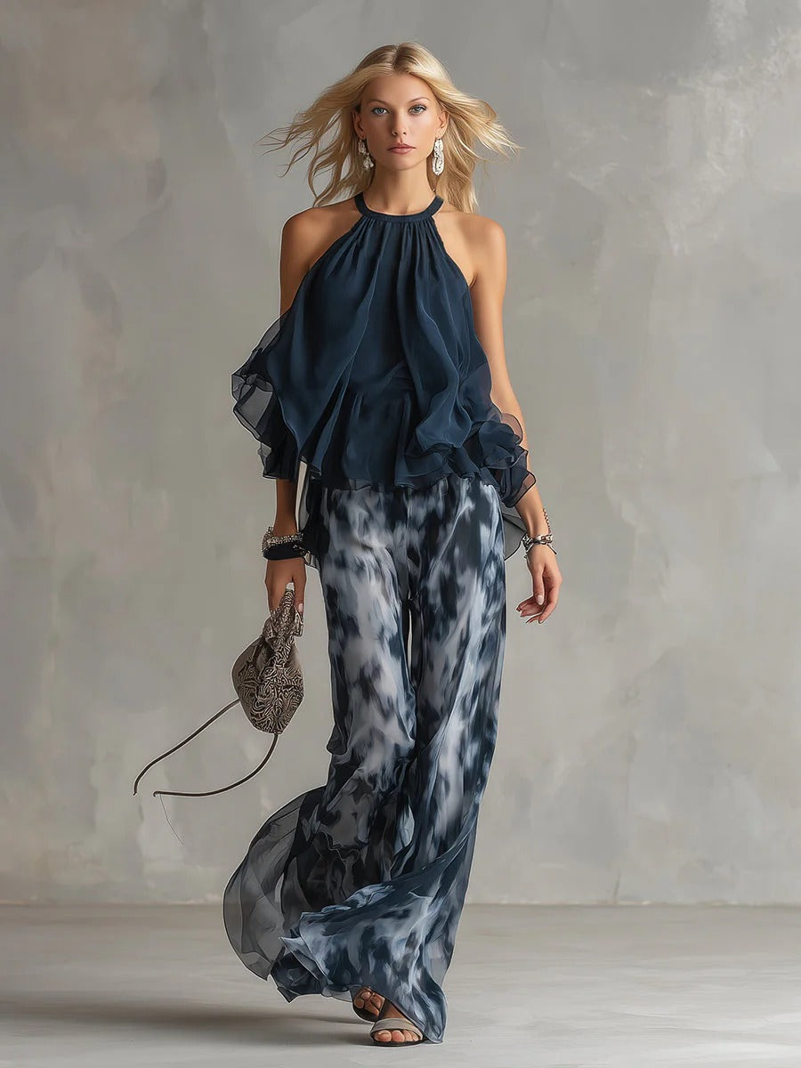 Élise | Conjunto elegante y ligero con top fluido y pantalón de pierna ancha.