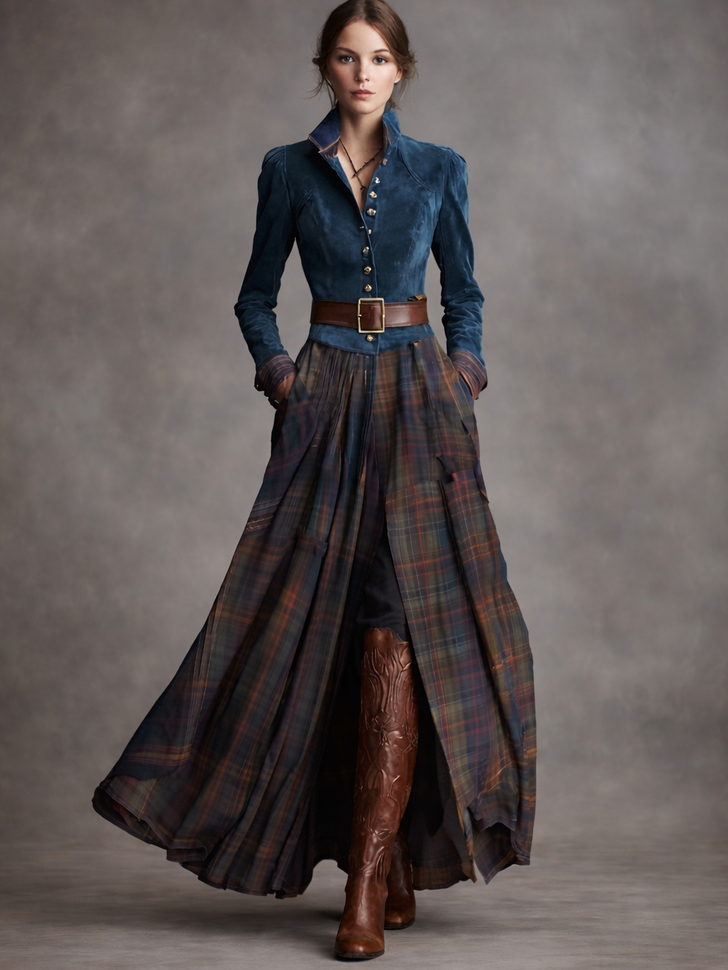 Maison Verin™ | Vestido de cuadros con cinturón